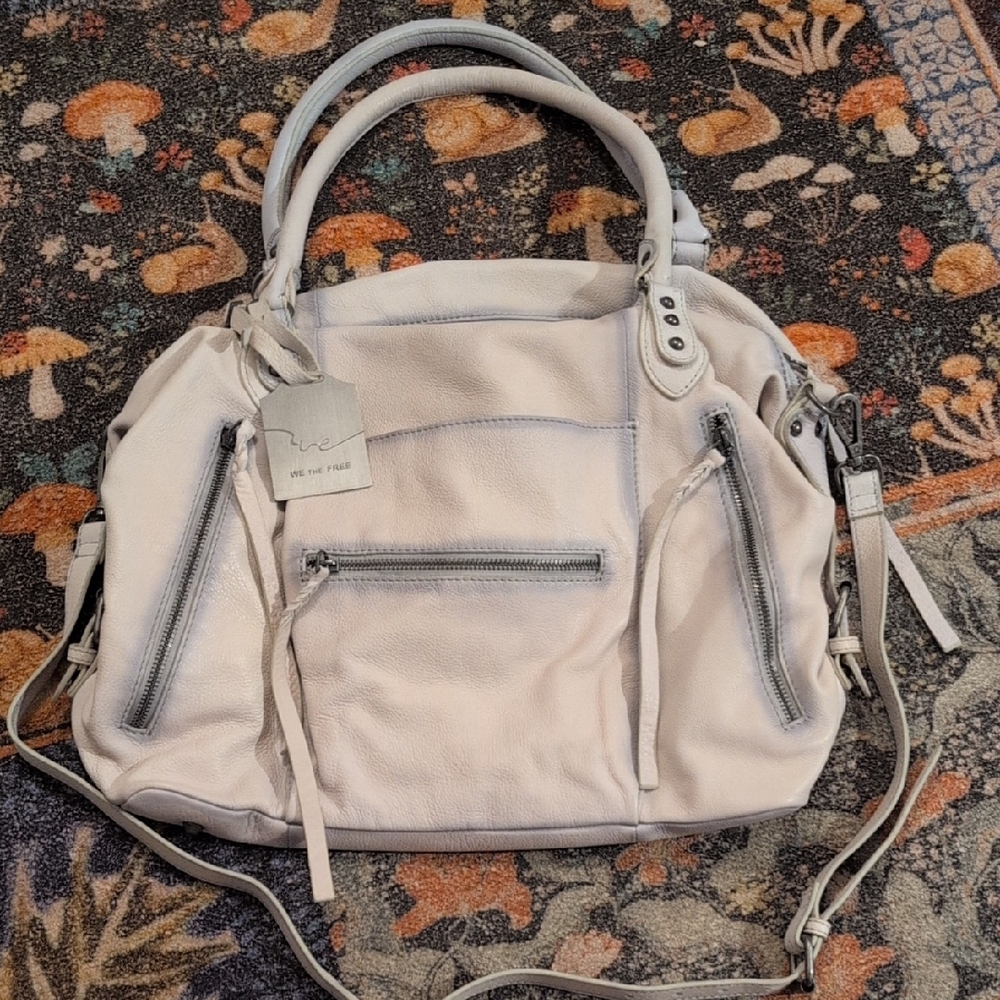 Free People White Leather Emerson Bag